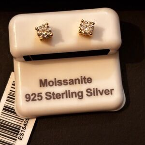 Moissanite 925 Sterling Silver Gold Earrings